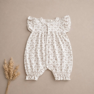 Бебешки ромпър с къс ръкав и къдрички ''Малко цвете''